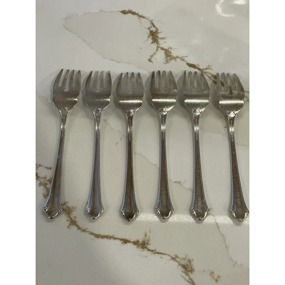 Vintage Gorham Lady‎ Caroline Silver Plate Salad Dessert Forks Set of 6 1933